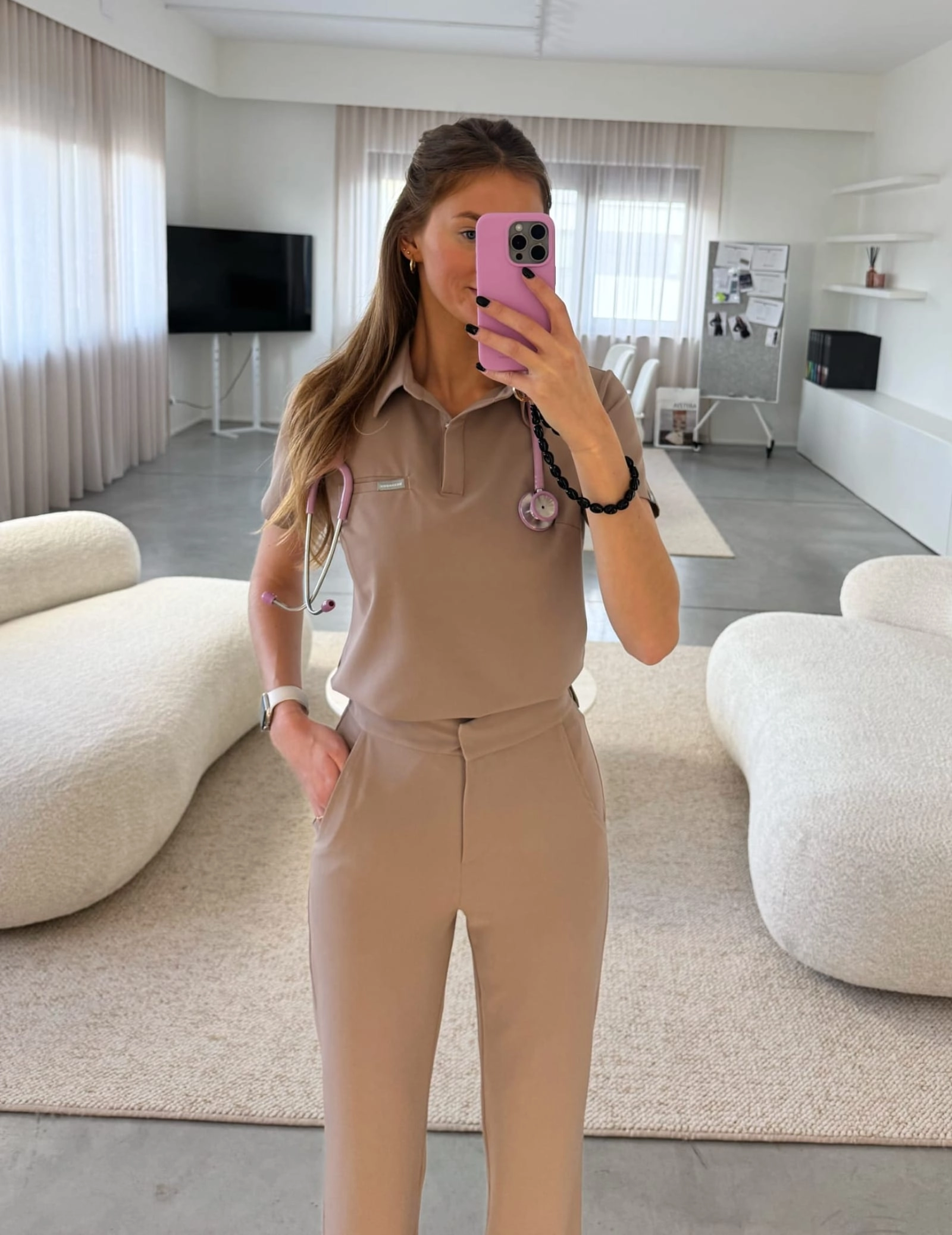 Bluza Medyczna Polo - BEIGE