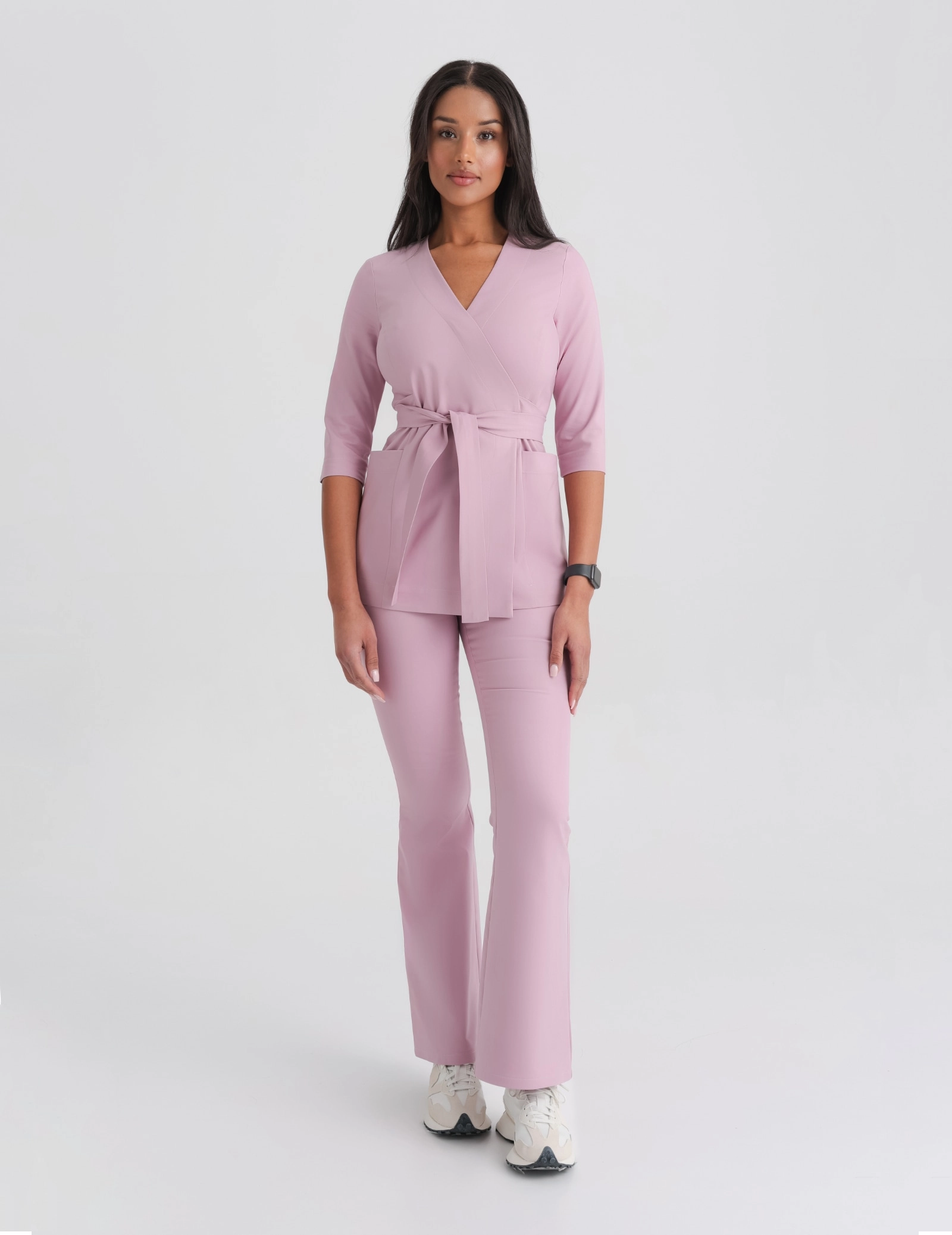 Bluza Medyczna Wiązana Rosalie - FRENCH PINK
