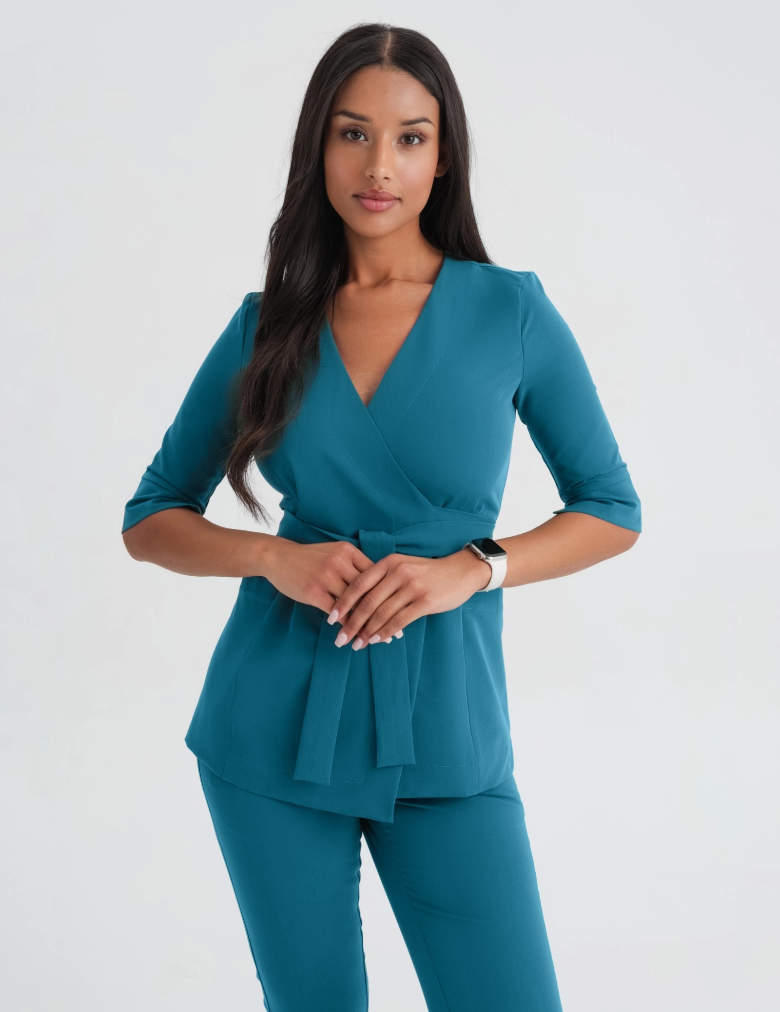 Bluza medyczna wiązana Rosalie - OCEAN BLUE