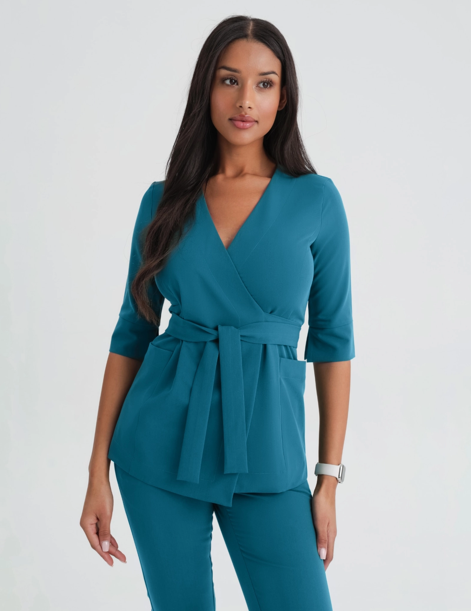 Bluza medyczna wiązana Rosalie - OCEAN BLUE
