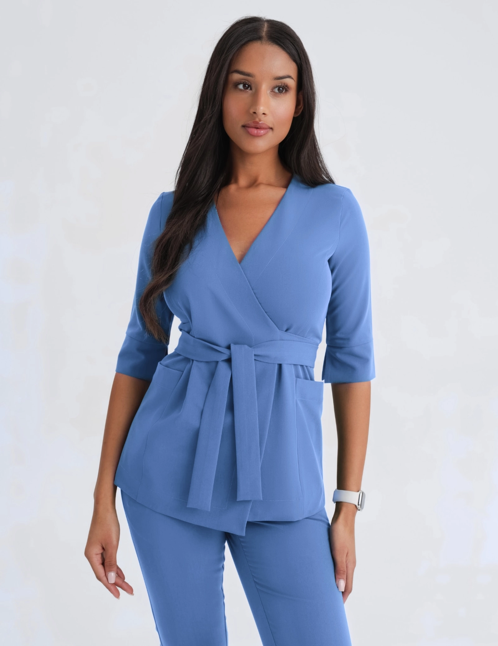 Bluza medyczna wiązana Rosalie - MARINA BLUE